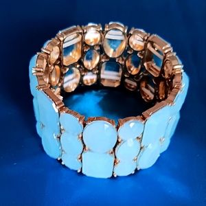 Beaded statement clear blue bracelet